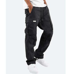 SHEIN Patched Detail Flap Pocket Cargo Pants in Black Size M NWOT